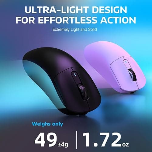 ATTACK SHARK X3 Wireless Gaming Mouse, 49g Ergonomic Computer Mouse, Triple Modes PAW3395 26K DPI Optical Sensor, 200h Battery Life, Programmable Buttons, Gaming Accessories for PC/Laptop/Mac (Black) - Black thumbnail 3