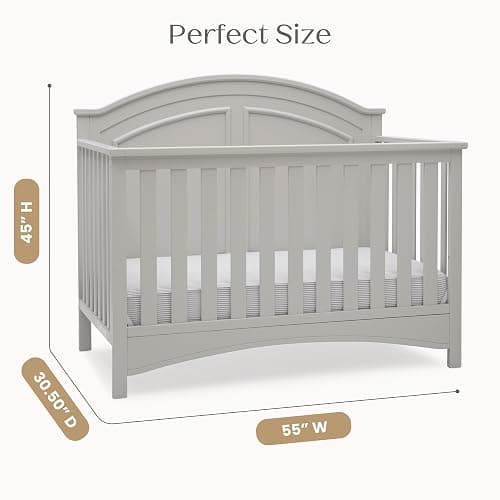 Delta Children Perry 6-in-1 Convertible Crib - Greenguard Gold Certified, Moonstruck Grey thumbnail 3