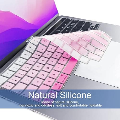 Boaulee Silicone Keyboard Cover for MacBook 2026 Neo 13"(A18) & Air13.6 15"(M5-M2) & Pro14 16"(M5-M1) A3404 A3448 A3449,Keyboard Protector(Pink) thumbnail 3