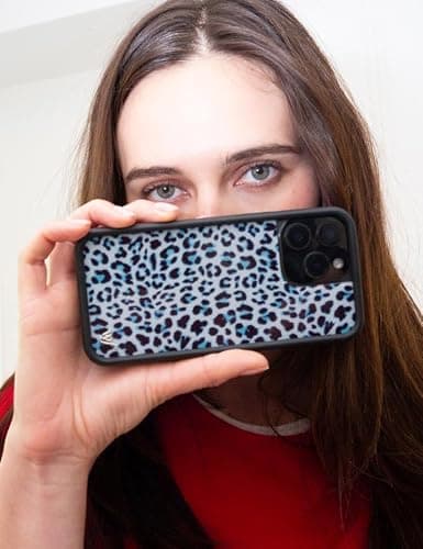 Wildflower Cases - Compatible with iPhone 16 | Protective Black Bumper, 6.5ft Drop Test Certified, Women Owned Small Business | Cheetah Leopard Animal Print Trendy Cute Girl Gift | Blue Meow thumbnail 5