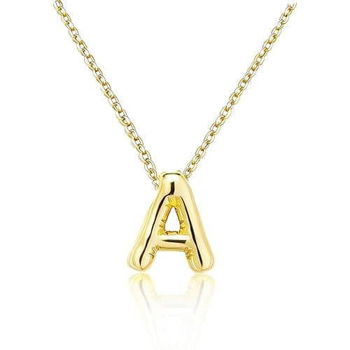 Christmas Gifts Stocking Stuffers for Teen Girls Grandkids Women-Gold Initial Necklaces Teen Girl Gifts Trendy Bubble Letter Pendant Necklace Jewelry Personalized Birthday Gifts for Teens Women thumbnail 8