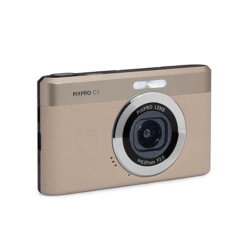 Kodak PIXPRO C1 Friendly Zoom Digital Camera - 13MP Compact Point and Shoot with 2.8” 180° Tilt LCD Flip Screen, Retro Vintage Design with 4X Zoom and 1080P Full HD Video for Travel, Vlogging, Tan thumbnail 3