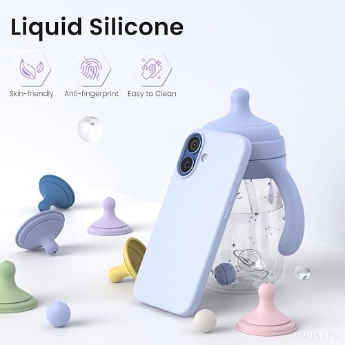 ORNARTO Coque pour iPhone 17 (6,3") - en Silicone Liquide, Protection Antichoc Complète, Intérieur Doux en Microfibre - Bleu Clair thumbnail 3