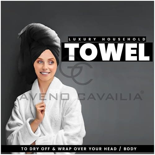GC GAVENO CAVAILIA New Hampton Pack of 4 Bath Towel Set, 100% Ringspun Cotton, Extra Absorbent 450 GSM Luxury Bath Sheets, Black, 4PK thumbnail 6