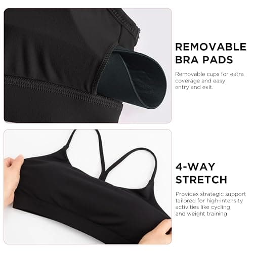 Spaghetti Strap Padded Sports Bras for Women - Y Back Yoga Workout Tops (3 Pack) thumbnail 6