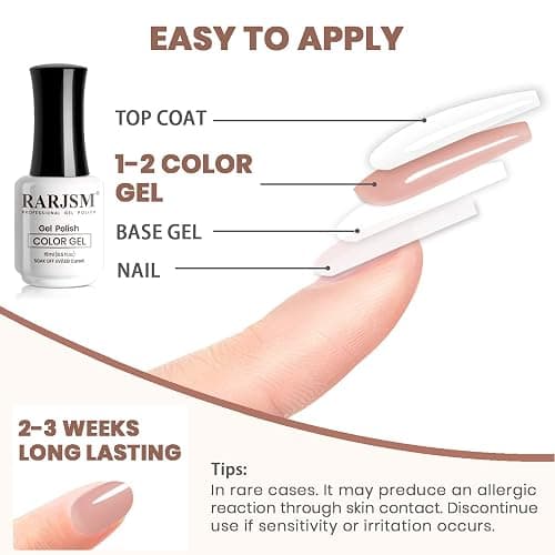RARJSM Gel Nail Polish Jelly Pink Translucent Sheer Nude Colors Neutral Skin Tone Gel Polish Milky Clear Ice Pink 15ml Single Bottle Soak off UV LED Cured at Home Salon DIY French Manicure Nails Art - Baby Pink thumbnail 7