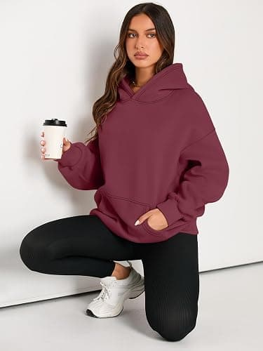 EFAN Women's Oversized Fleece Hoodie, Cozy Plush Pullover Sweatshirt with Pocket thumbnail 5