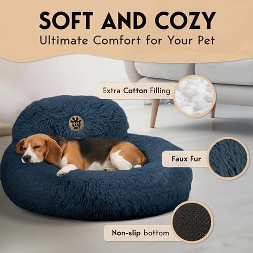 PetJett Calming Dog Bed Medium Size Dog - 30'' Donut Bed, Anti-Slip & Washable Super Soft Fluffy Plush Round Bed, Anti-Anxiety Premium Comfort Pet Bed, Fits Dogs up to 45 lbs - Dark Grey thumbnail 3