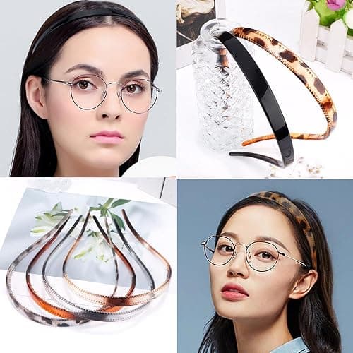 TOBATOBA Comfortable No Pressure Headbands for Glasses Wearers - Non Slip Square Sunglasses Headbands for Women & Girls, 6Pk thumbnail 6