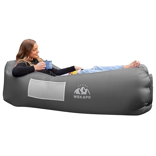WEKAPO Inflatable Couch Air Lounger Chair - Camping & Beach Accessories, Portable Blow up Sofa for Hiking, Lawn, Indoor/Outdoor Movies & Music Festivals. Lightweight and Easy to Set Up Air Hammock - Purple thumbnail 2