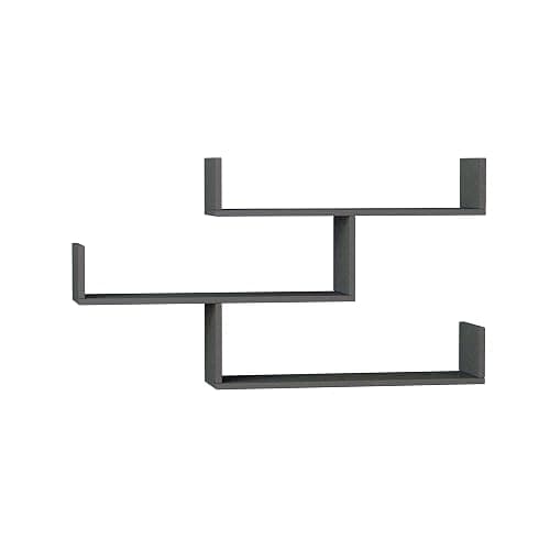 3 Tier Wall Shelf, Modern Design, 3 Piece Floating Shelf, Many Colour Options, Easy to Assemble, Living Room, Office, Storage - 119x 66.5x22cm by Hocuspicus (Anthracite) thumbnail 3