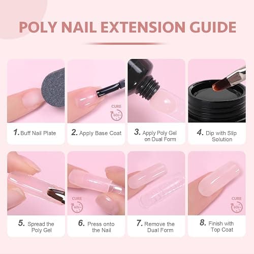 GAOY Poly Gel, 60g Nail Extension Gel, Pink Nude Builder Enhancement for Beginner & Professional Nail Art Salon DIY at Home thumbnail 6