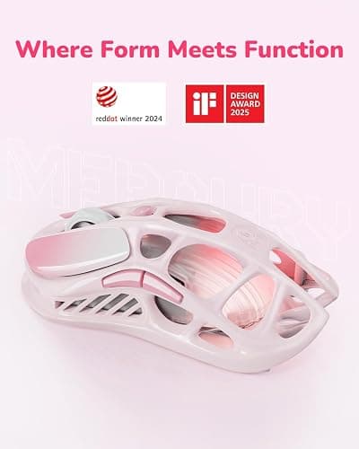 GravaStar Mercury M1 Pro Wireless Gaming Mouse, Lightweight Magnesium Alloy, 26,000 DPI, PAW3395DM Sensor, 5 Programmable Buttons, Support Wired/2.4GHz/BT, Up to 200 Hours Battery Life (Gradient Pink) thumbnail 3