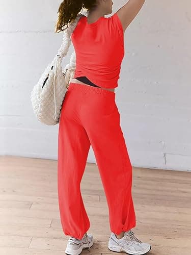 Outfeel Women 2 Piece Outfit Set Loungewear Cropped Tops and Jogger Sweatpant Matching Set Coordinated Sweatsuit with Pockets thumbnail 5