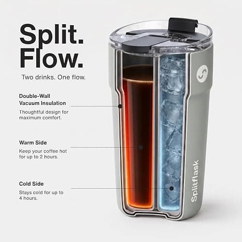 Splitflask Stainless Steel Insulated Tumbler Cup with Straw & Sip Lid – Dual Drink 30oz Travel Mug for Hot & Cold Beverages, Leak-Resistant Coffee & Water Cup for Car, Gym, Work – BPA Free thumbnail 5
