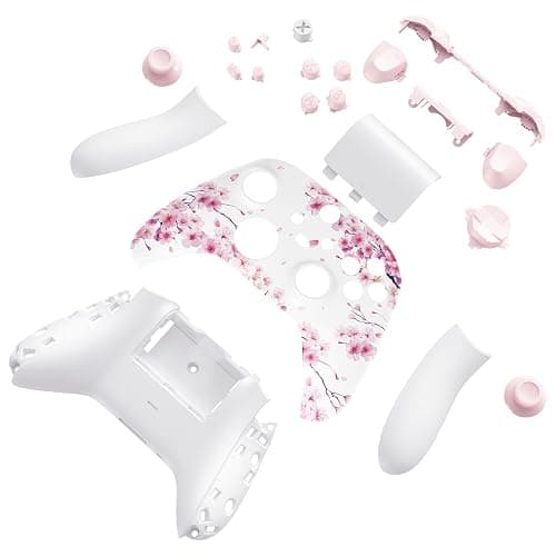 eXtremeRate Full Set Shell Buttons for Xbox Series X & S Controller, Cherry Blossom Whisper Custom Replacement Side Rails Grips Front Back Plate Cover for Xbox Core Wireless Controller - No Console thumbnail 8