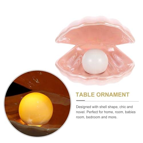IMIKEYA Shell Pearl Night Light: LED Pearl Lamp for Kids Room, Bedroom, Living Room Home Decor (Pink) thumbnail 2