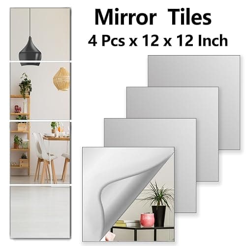 Shatterproof Wall Mirror Full Length for Bedroom, Acrylic Gym Mirrors For Home, Extra Thick: 0.12 inch, 12 x 12 inch x 4 Pcs, Workout Mirrors Safe for Kids, Over The Door, Long Wall Mounted thumbnail 4