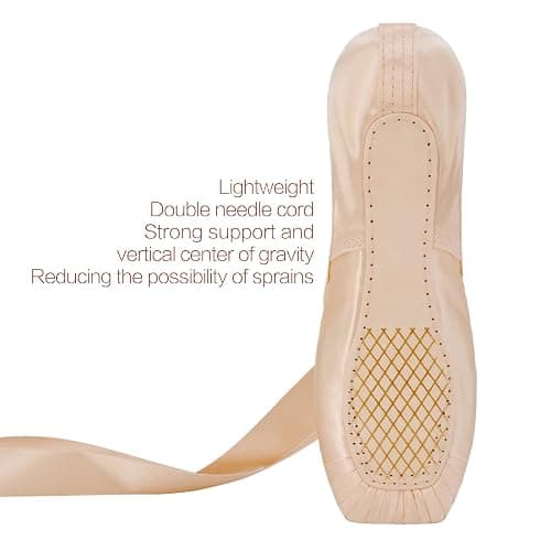 IJONDA Adult Ballet Pointe Shoes for Girls Women with Toe Pads and Mesh Bag thumbnail 2