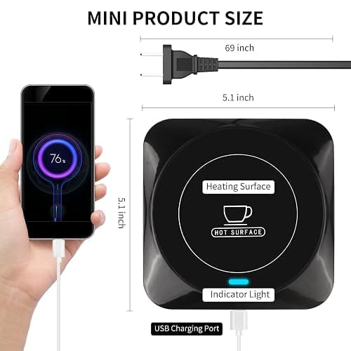 Coffee Mug Warmer, Smart USB Coffee Cup Warmer with Pressure-Induced Auto On/Off, Coffee Accessories for Home Office Desk thumbnail 3