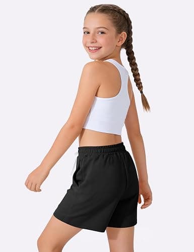 HASMES 4 Pack Girls Athletic Shorts Drawstring Quick Dry Basketball Soccer Running Shorts with Pockets thumbnail 2