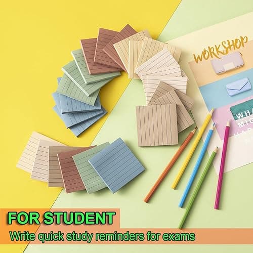 (24 Pack) Lined Sticky Notes 3x3 in,Vintage Notepads with Lines | Ruled Stickies,Super Sticking Power,Office School Memo Note Pads,Post on Windows Doors,Recyclable,Easy to Write on thumbnail 5