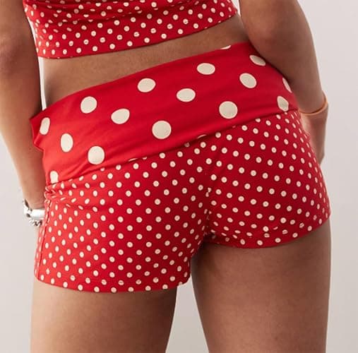 Morlaeley Women Fold Over Shorts Foldover Low Waist Stretch Pajama Micro Mini Shorts Y2k Lounge Bottoms Sleepwear thumbnail 3