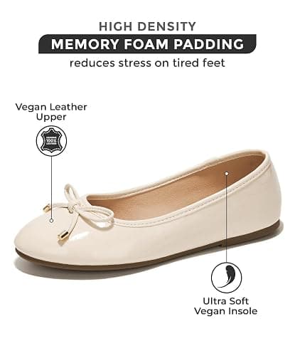 Project Cloud Memory Foam Ballet Flats Shoes for Women Footwear and Lightweight Casual Flats for Women - Non Slip Comfortable Ballet Shoes (Ellison) thumbnail 3