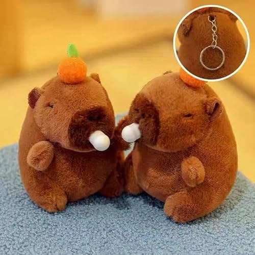 YUNBIAOSEN Plush Capybara Keychain, Squishy Animal Keychain That Poops Bubble, Cute Capybara Plush for Backpack, Bag, Car, Friends, Family (Brown) thumbnail 4
