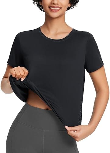 baleaf Women's Athletic Sun Shirts Short Sleeve Running Tops Workout Cropped Split Back UPF 50+ Quick Dry Lightweight thumbnail 2