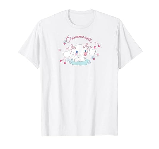 SANRIO Cinnamoroll Cherry Love Unisex T-Shirt, White, Small, Short Sleeve, Classic Fit, All Seasons - Image 1