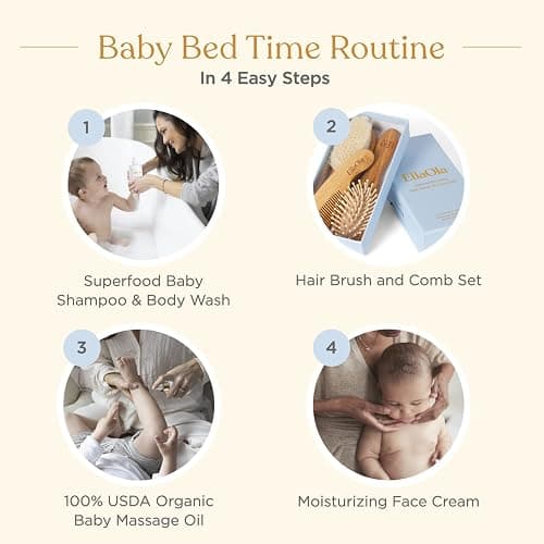 ELLAOLA Natural Bamboo Hair Brush & Comb Set, 3 Piece - Cradle Cap Brush, Massage Hair Brush, Bamboo Comb for Toddlers, Newborns & Infants I Baby Registry Gift thumbnail 7