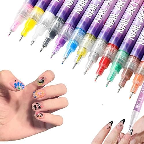 12 Colors Nail Art Pens Set, 2025 New Nail Art Markers Polish Pen for 3D Nail Art, Nail Art Tools for Graffiti Dotting Drawing Painting Point Liner DIY (1) thumbnail 3