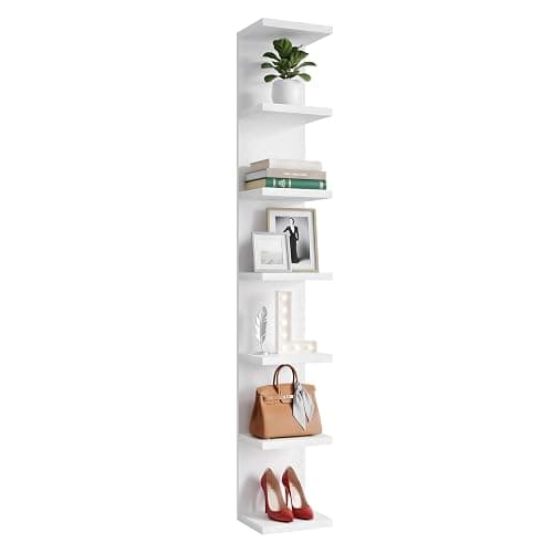 SADIELIFE 7 Tier Wall Shelf Unit & Lack Shelf, Versatile Floating Shelves for Wall, Bedroom Book Shelf, Vanity Display Shelves, Tall Decorative Shelving Unit, Long Shelves for Storage White thumbnail 4