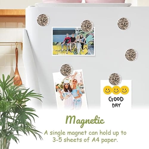 BaHomeck Fridge Magnets 6 Pcs Golden Brown Bionic Leopard Print Round Strong Magnetic Glass Refrigerator Magnet,Magnets Sticker Decorations for Office Whiteboards,Classrooms,Home,Photos,1.2 inch thumbnail 3