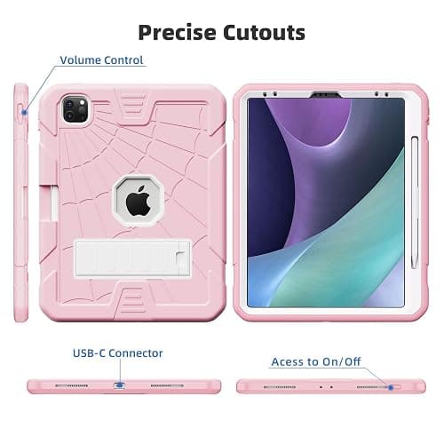 TSQQST Case for iPad Pro 11 Inch for Kids Girls with Pencil Holder | Rugged Shockproof Protective Case for iPad Pro 11 4th/3rd/2nd/1st Generation 2022 2021 2020 2018 | Pink thumbnail 7