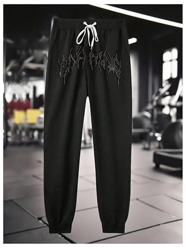 SHENHE Men's Gothic Graphic Jogger Sweatpants Drawstring Waist Workout Casual Track Pants thumbnail 5