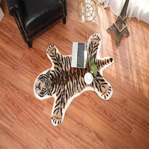 Tiger Printed Skin Area Rug,Faux Fur Rug Area Artificial Carpet,Simulation Cowhide, Cow Hide Mat Rug Animal Print Hide Faux Carpet 31.5x41.3inch thumbnail 4
