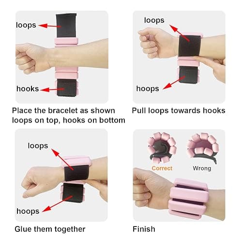 Wearable Wrist & Ankle Weights - (1LB/2LB/4LB), Silicone Bracelet Wrist Bangles for Men Women, Workout Resistance Weights for Exercise,Jogging,Yoga,Gym,Strength Training thumbnail 6