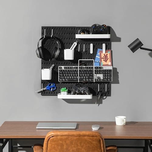 Keepo Pegboard Combination Kit, Pegboards and Accessories Modular Hanging for Wall Organizer, Crafts Organization, Ornaments Display, Nursery Storage, Peg Board (Black, 22″×22″) thumbnail 2