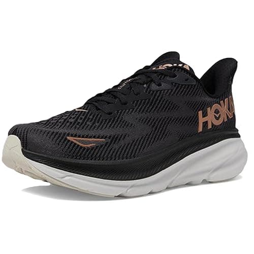 HOKA Clifton 9 Womens Running Shoes - 10.5 - Black/Rose Gold - Image 1