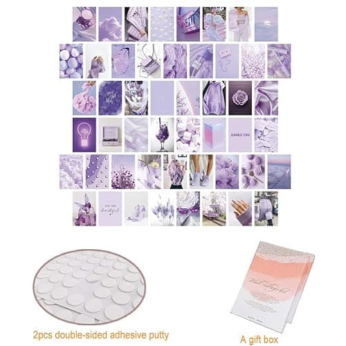 50PCS Aesthetic Picture for Wall Collage, 4x6 inch Room Decor for Teen Girls, Neon Bedroom Collage Print Kit,Cute Dorm Wall Art Photo Posters [Single Sided] (Purple 1) thumbnail 4