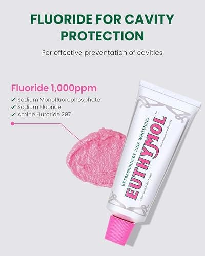Euthymol Original Whitening Toothpaste 75ml (1) – Made in Korea – 9.6X Whiter Teeth – Double Action – Fluoride & Vitamin E – Fights Cavities & Gingivitis – Non-GMO, Gluten-Free, Recyclable Packaging thumbnail 4