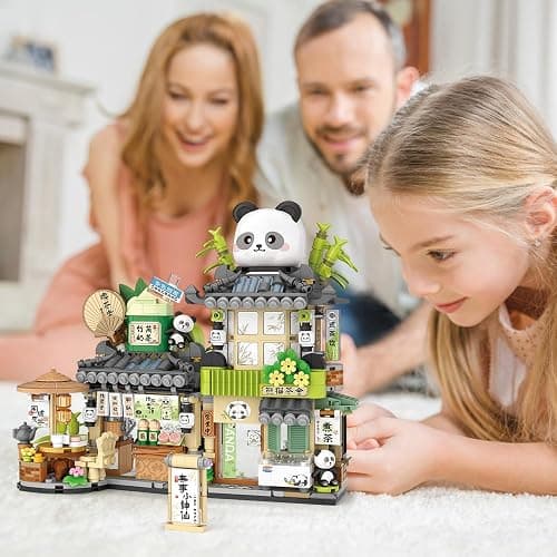 MindBox City Tea House Building Blocks Set, Openable Panda Construction Tea Shop Building Toys for Boys Girls Age 8+, 860pcs Mini Bricks thumbnail 9