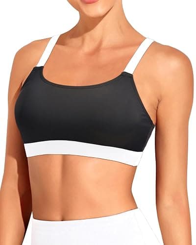 Tempt Me Women Sports Bra Swim Crop Tops Only | Scoop neck, Bathing suits top, Removable cups, Adjustable straps thumbnail 5