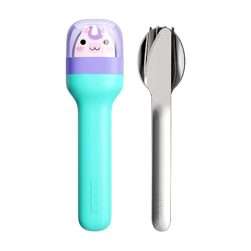 ZOKU Kids Pocket Utensil Set, Unicorn - Stainless Steel Fork, Knife, and Spoon in Case - Portable Design for Travel, School, Picnics, Camping and Outdoor Home Use - Image 1