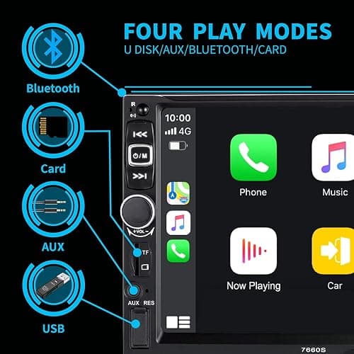 Double Din Car Stereo Radio Compatible with Apple Carplay and Android Auto, 7-Inch HD Touchscreen with Voice Control, Mirror Link, Backup Camera, Steering Wheel, Bluetooth, FM, USB/TF/AUX Port thumbnail 7