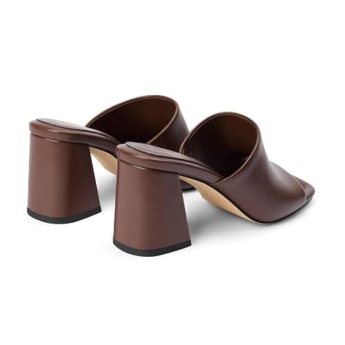 Vaslemuse Mule Heels For Women, Chunky Block Heeled Sandals, Square Open Toe Casual Comfort Slide Shoes thumbnail 5