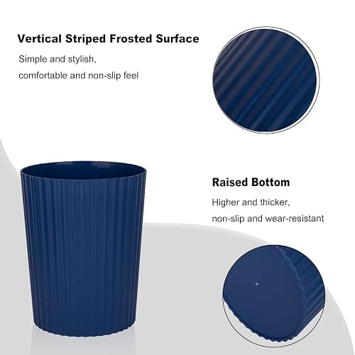 JiatuA Small Trash Can Plastic Wastebasket Round Garbage Container Bin for Bathroom, Kitchen, Bedroom, Home Office, College Dorm, Navy Blue thumbnail 5