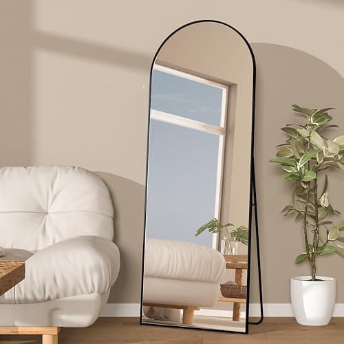 NEUWEABY Full Length Mirror 58"x18" Arch Floor Mirror with Stand Arched Mirror Full Body Mirror Black Standing Hanging or Leaning Against Wall for Bedroom Entry, Bedroom, Living Room thumbnail 4